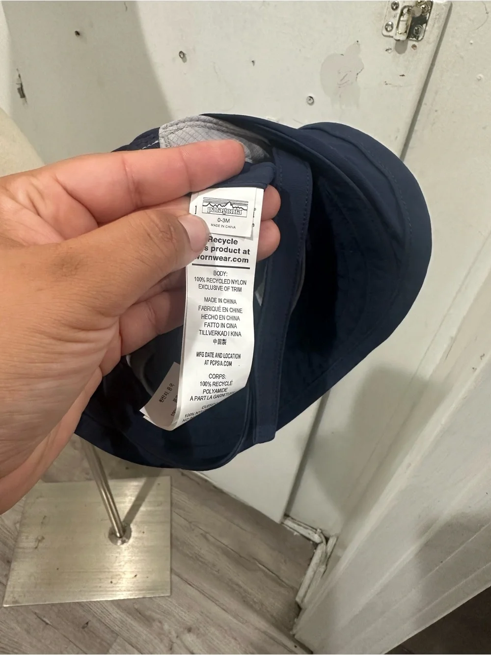 Patagonia Kids Navy Bucket Sun Hat with Chin Strap